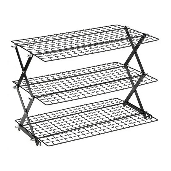 Premium Carbon Steel Cooling Stand With 2 Adjustable Tiers Foldable For Compact Storage And Even Heat Distribution