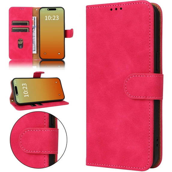Premium Case for Samsung Galaxy Note 20 Ultra with Wrist Strap,PU Leather Flip Kickstand Case for Women Men with Wallet RFID Blocking Card Holder Magnetic Closure Shockproof Phone Cover,Rose