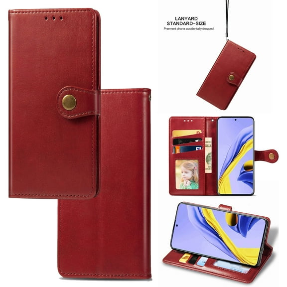 Premium Case for Samsung S8 Wallet case with Credit Card Holder,Magnetic Closure Flip Book PU Leather Protective Cover with Wrist Strap Pocket Kickstand for Samsung Galaxy S8, Red