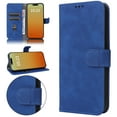 thumbnail image 1 of Premium Case for iPhone 16 Pro Max with Wrist Strap,PU Leather Flip Kickstand Case for Women Men with Wallet RFID Blocking Card Holder Magnetic Closure Shockproof Phone Cover,Blue, 1 of 7