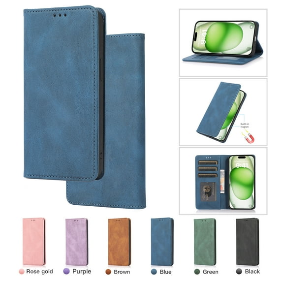 Premium Case for iPhone 7 / 8 / SE 2022 & 2020, Vintage PU Leather Wallet Case RFID Blocking Card Slot Kickstand Strong Magnetic Closure Shockproof TPU Interior Flip Folio Classic Book Case,Blue