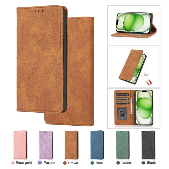 Premium Case for iPhone 7 / 8 / SE 2022 & 2020, Vintage PU Leather Wallet Case RFID Blocking Card Slot Kickstand Strong Magnetic Closure Shockproof TPU Interior Flip Folio Classic Book Case,Brown