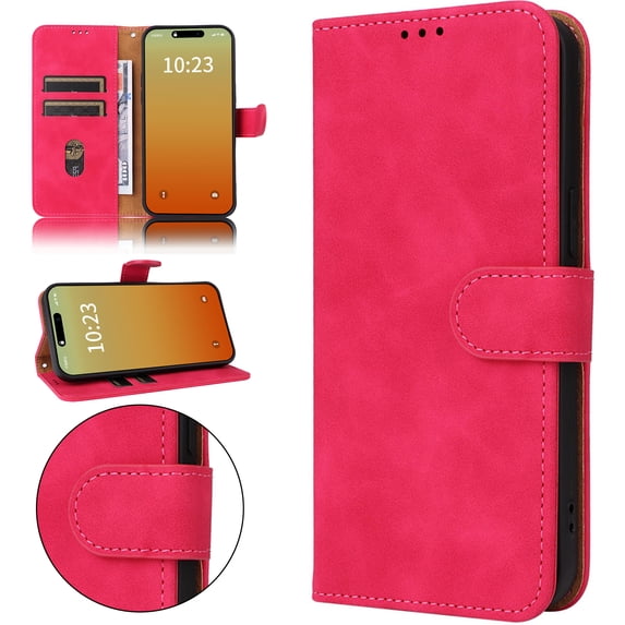 Premium Case for iPhone XR with Wrist Strap,PU Leather Flip Kickstand Case for Women Men with Wallet RFID Blocking Card Holder Magnetic Closure Shockproof Phone Cover,Rose