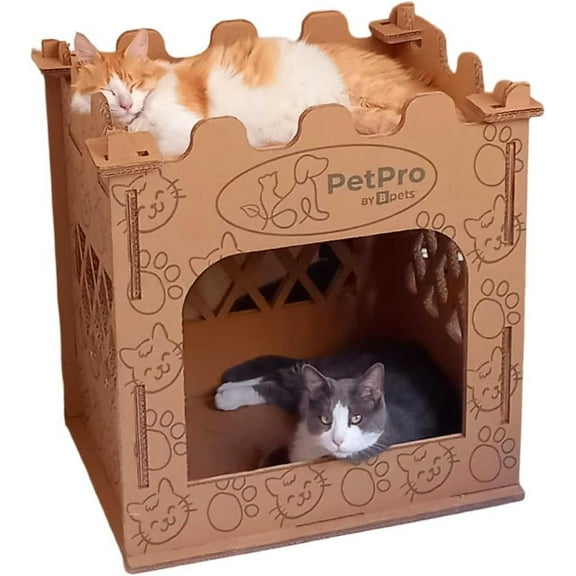 Premium Cat Castle House – Durable Double-Layer Scratcher, Eco-Friendly Cardboard, Indoor Hideout and Litter Box Cover