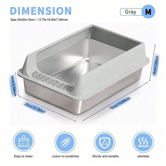 Premium Cat Hygiene Solution: Ultra-Durable Stainless Steel Litter Box – Semi-Enclosed Splash-Proof Tray, Advanced Odor Control, Effortless To Clean & Maintain.