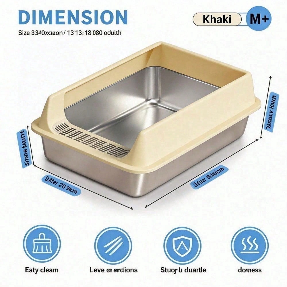 Premium Cat Hygiene Solution: Ultra-Durable Stainless Steel Litter Box – Semi-Enclosed Splash-Proof Tray, Advanced Odor Control, Effortless To Clean & Maintain.