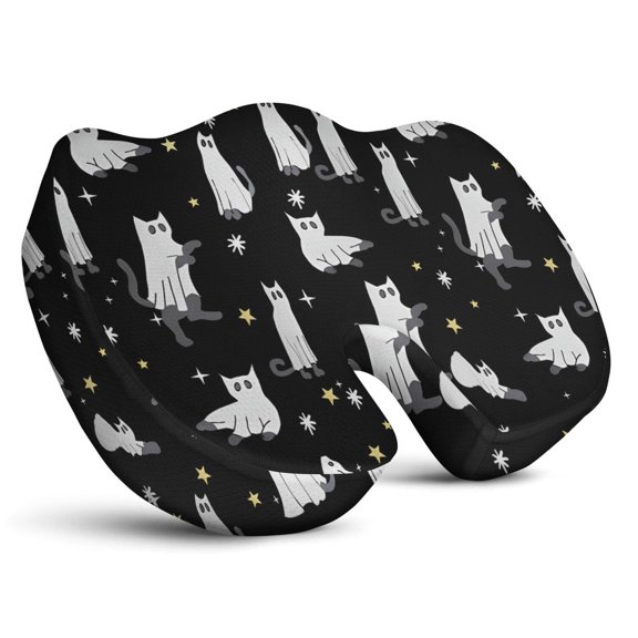 Premium Cat Pattern Memory Foam Seat Cushion Ergonomic Chair Pad for Office Chair, Car, Airplane & Bleachers Sciatica, Tailbone Hip & Back Pain Relief - Chair Cushion for Long Office Workers.