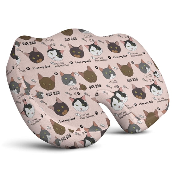 Premium Cat Pattern Memory Foam Seat Cushion Ergonomic Chair Pad for Office Chair, Car, Airplane & Bleachers Sciatica, Tailbone Hip & Back Pain Relief - Chair Cushion for Long Office Workers.