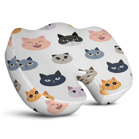 Premium Cat Pattern Memory Foam Seat Cushion Ergonomic Chair Pad for Office Chair, Car, Airplane & Bleachers Sciatica, Tailbone Hip & Back Pain Relief - Chair Cushion for Long Office Workers.