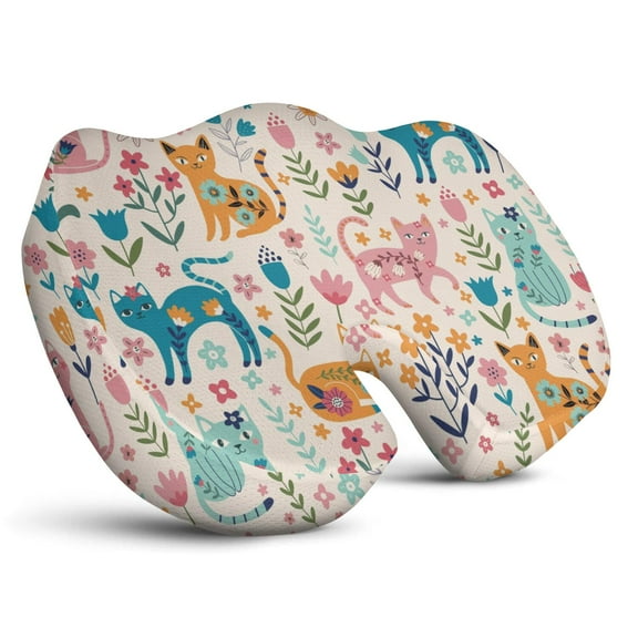 Premium Cat Pattern Memory Foam Seat Cushion Ergonomic Chair Pad for Office Chair, Car, Airplane & Bleachers Sciatica, Tailbone Hip & Back Pain Relief - Chair Cushion for Long Office Workers.