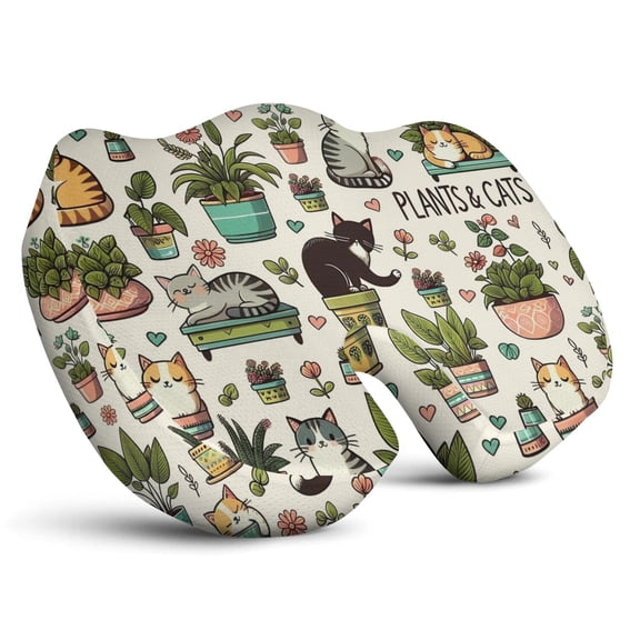 Premium Cat Pattern Memory Foam Seat Cushion Ergonomic Chair Pad for Office Chair, Car, Airplane & Bleachers Sciatica, Tailbone Hip & Back Pain Relief - Chair Cushion for Long Office Workers.