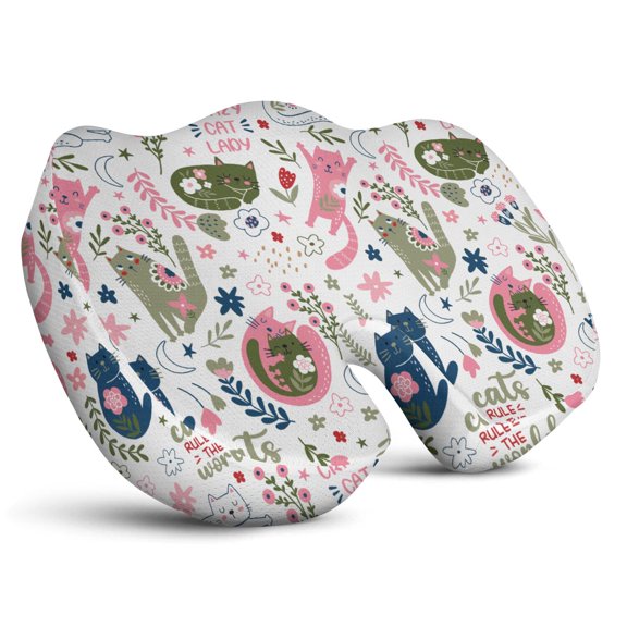 Premium Cat Pattern Memory Foam Seat Cushion Ergonomic Chair Pad for Office Chair, Car, Airplane & Bleachers Sciatica, Tailbone Hip & Back Pain Relief - Chair Cushion for Long Office Workers.