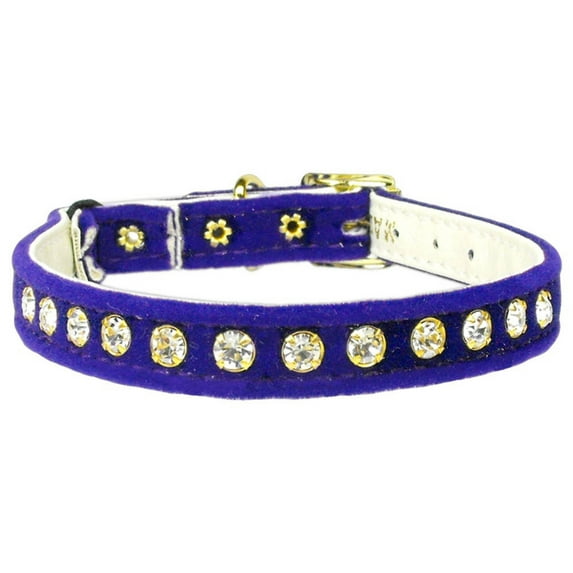 Premium Cat Safety With Band Collar, "Velvet One Row Rhinestone"