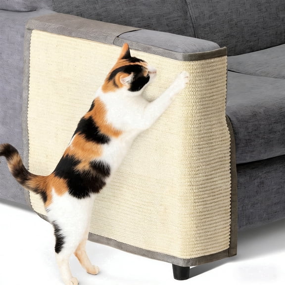 NATPLUS Cat Scratch Mat Sofa Protector, Natural Sisal Furniture Scratching Pad with Storage Pockets, Durable Anti-Scratch Couch Guard for Sofa Armrest & Furniture Protection