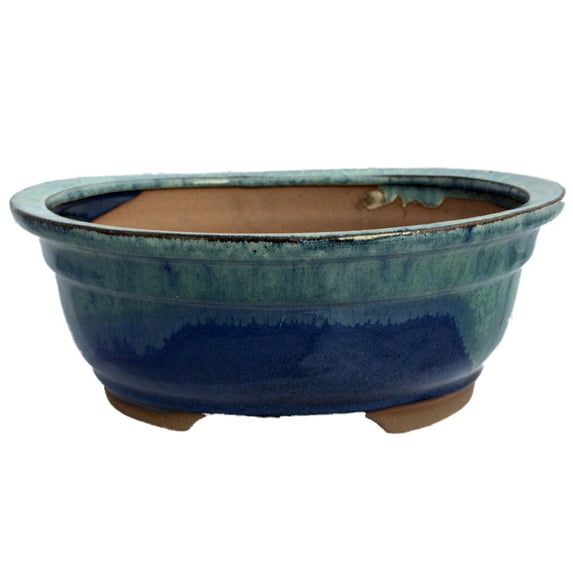 Premium Ceramic Bonsai Pot - Blue - 3" x 6 1/2" x 8 1/4"