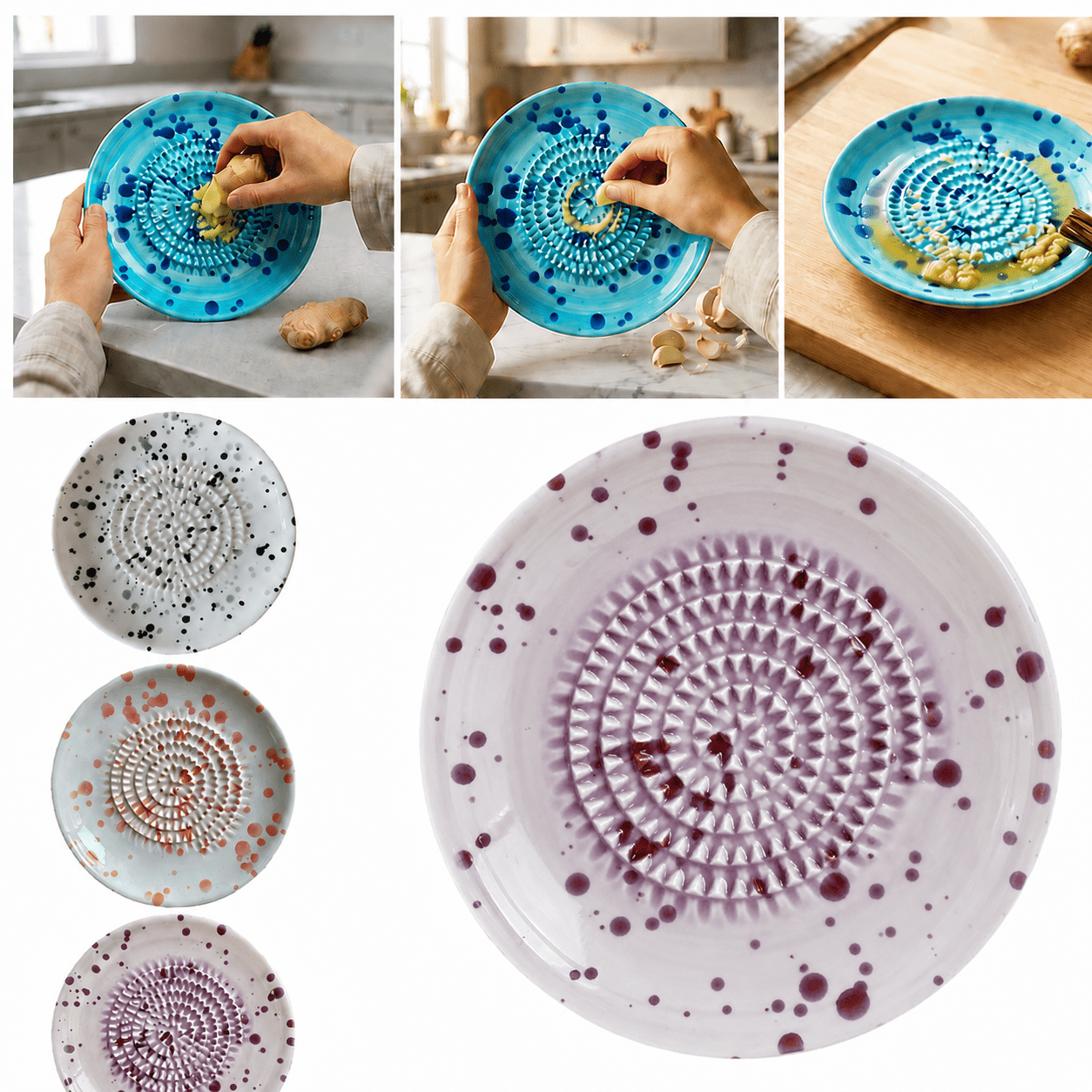 Premium Ceramic Garlic Grater Plate, Embossed Design and Style - For ...