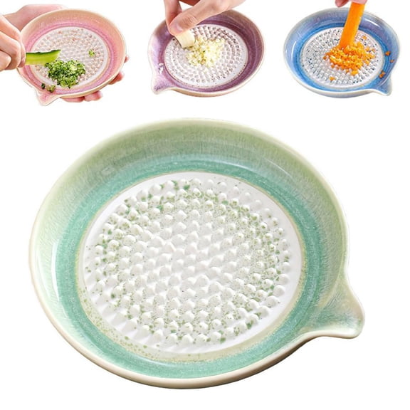 Premium Ceramic Garlic Grater Plate,Exquisitely Handcrafted Ginger Grater Plate,Modern Design Multipurpose Grinder Plates Burnishing Machine for Fruits Vegetables Ginger Garlic Onion (Pink)