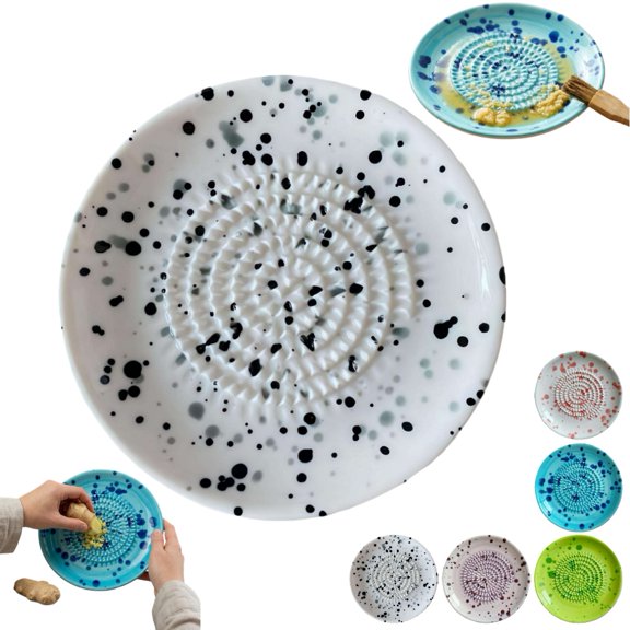 Premium Ceramic Garlic Grater Plate, Exquisitely Handcrafted Ginger Grater Plate, Natural Grinder, Multipurpose Grinder Plates Burnishing Machine for Fruits Vegetables Ginger Onion