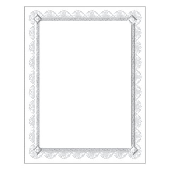 Premium Certificates, 8.5 X 11, White/silver With Spiro Silver Foil Border,15/pack | Bundle of 2 Packs