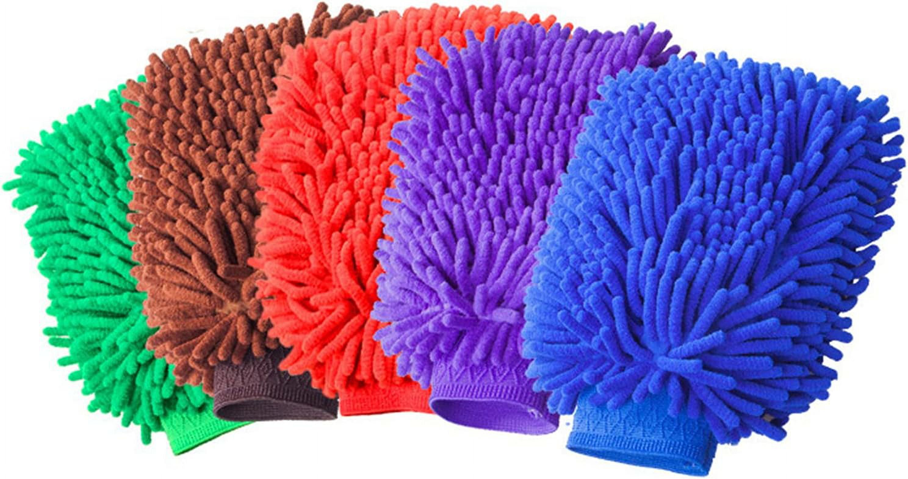 Premium Chenille Microfiber Car Wash Mitt,Car Cleaning Fiber GlovesCar Wash Sponge Double Sided Car Wash MittRandom Color