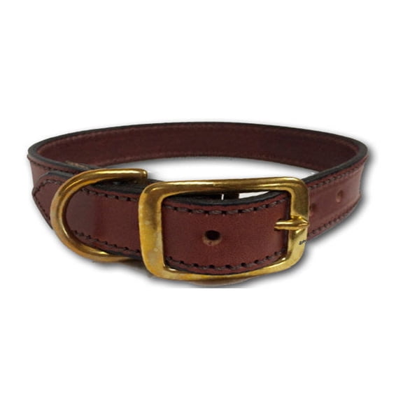 Premium Chestnut Leather Stitched Dog Collar 21"