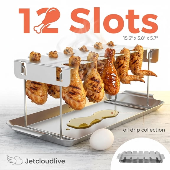 Premium Chicken Leg Rack for Grill & Smoker - Multi-Use Chicken Drumstick Holder,Wing & Leg Rack for BBQ - Sturdy,Easy to Clean - Ideal Smoker Accessories Gift for Grilling Enthusiasts