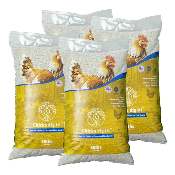 Premium Chicken Sand, Odor Eliminating Bedding for Coops, 50 Lb Bag, 4 Pack