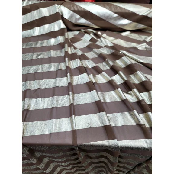 Premium Chiffon Polyester Dress Drapery Clothing Fabric 60" W Gold Brown Striped