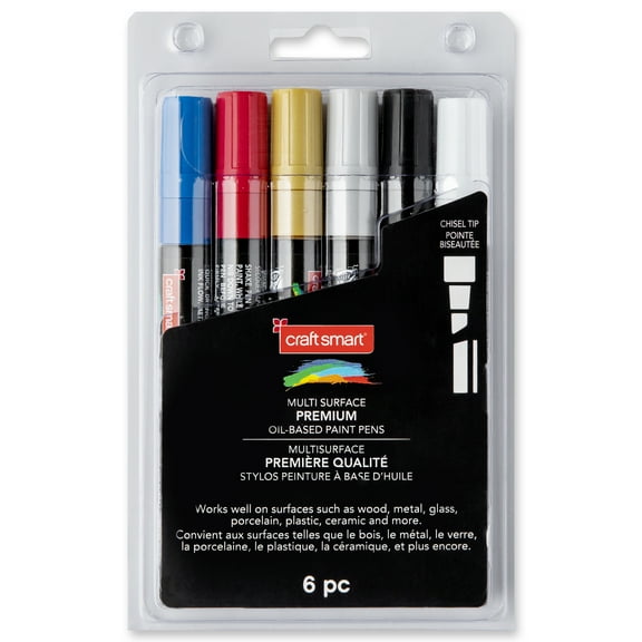 Premium Chisel Tip Oil-Based Paint Pens by Craft Smart 6ct Asstd Colors