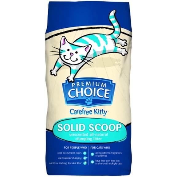 Premium Choice All Natural Unscented Scoopable Cat Litter, 25 Pound
