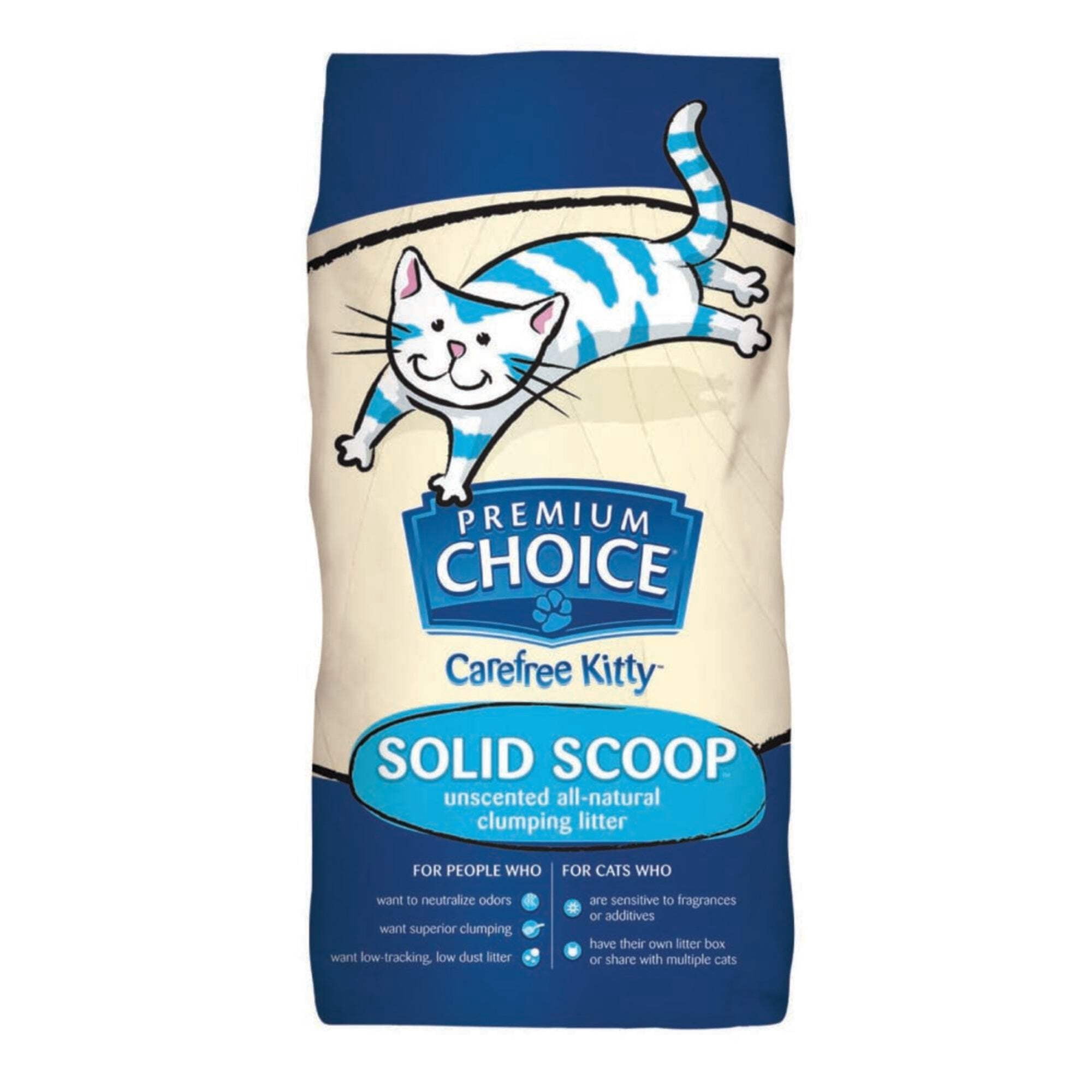 Premium Choice All Natural Unscented Scoopable Cat Litter, 25 Pound