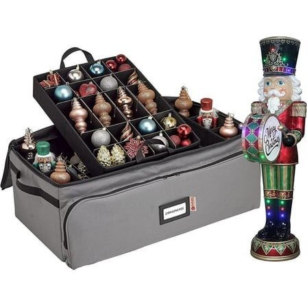 Hold N' Storage Christmas Ornament Storage Box Hold Up to 72-3 Inch Ornaments, Gray
