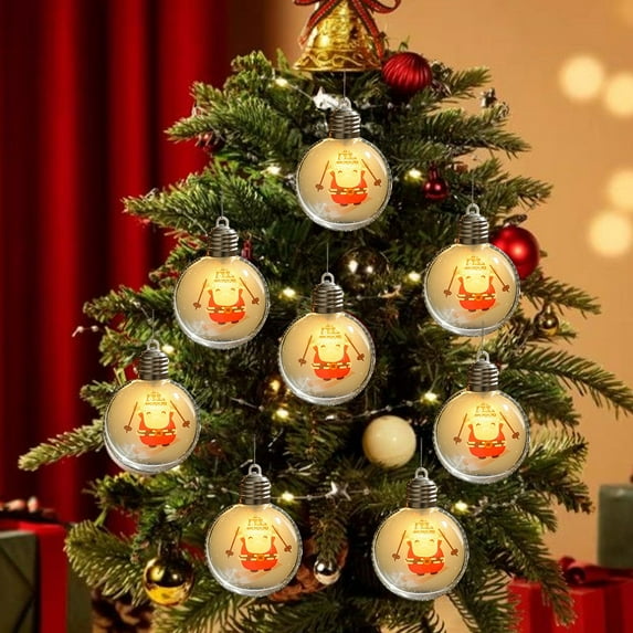Premium Christmas Tree Electroplated Ball Ornaments with Built-in Sparkling LED Lights for Festive Holiday Decor and Magical Nighttime Ambiance, 2.36″ Light-Up Bulb Ornaments A