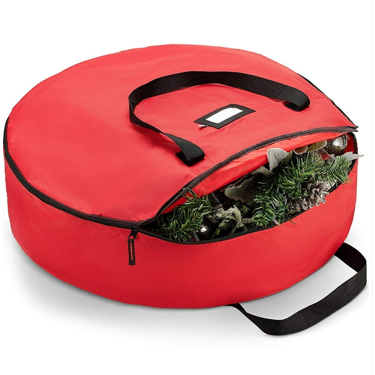 Premium Christmas Wreath Storage Bag 36 Dual Zippered Storage Container Durable Handles Protect Artificial Wreaths Holiday Xmas Bag Made of