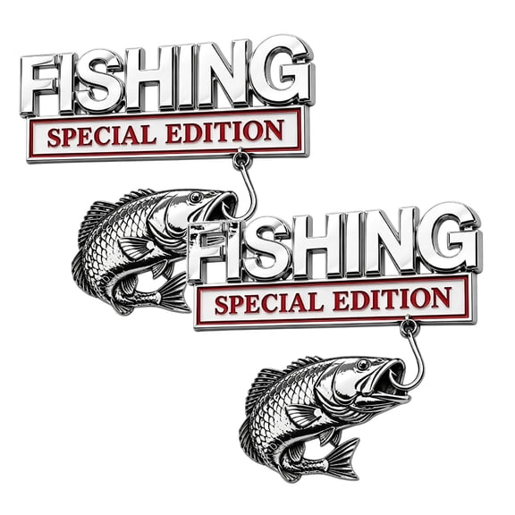 Premium Chrome Plated 3D Metal Fishing Badge Special Edition, Rigid Automotive Emblem, Custom Decal for Cars, Trucks, SUVs