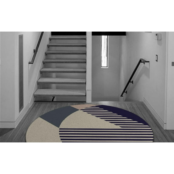 Premium Circular Handmade Rug with Abstract Design made with 100% New Zealand Wool Best Suites in your Living Room