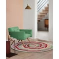 thumbnail image 1 of Premium Circular Handmade Rug with Striped Patterns made with 100% New Zealand Wool Best Suites in your Living Room, 1 of 4