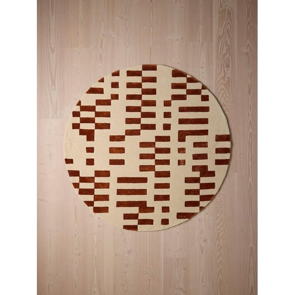 Premium Circular, Handmade Rug with Unique Linear Design made with 100% New Zealand Wool Best Suites in your Bedroom