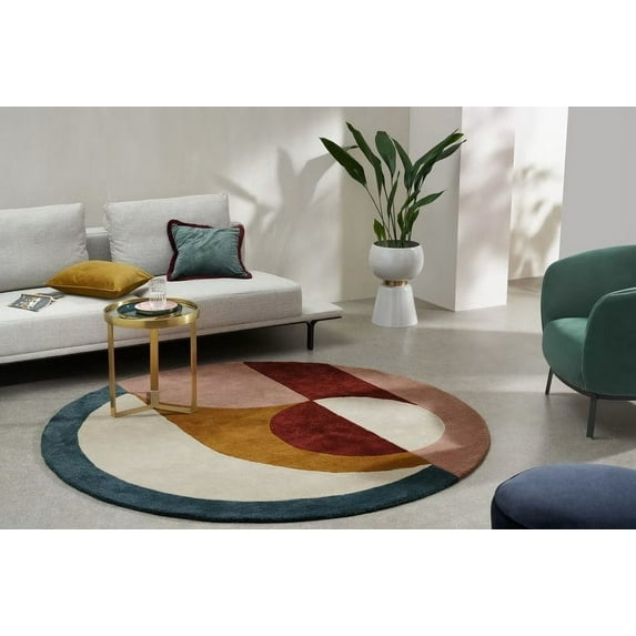 Premium Circular Rug with Simple Geometrical Design made with High Quality Wool Best Suites in your Living Room