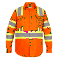 thumbnail image 1 of Premium Class 3 High Visibility Hi Vis Safety Shirt - Full Sleeve - 65%C35%N - 6 oz (Small, Bright Orange), 1 of 3