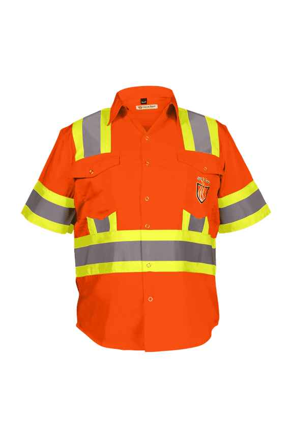 Premium Class 3 High Visibility Hi Vis Safety Shirt - Half Sleeve - 65%C35%N - 6 oz (2X-Large, Bright Orange)