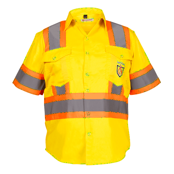 Premium Class 3 High Visibility Hi Vis Safety Shirt - Half Sleeve - 65%C35%N - 6 oz (2X-Large, Bright Yellow)
