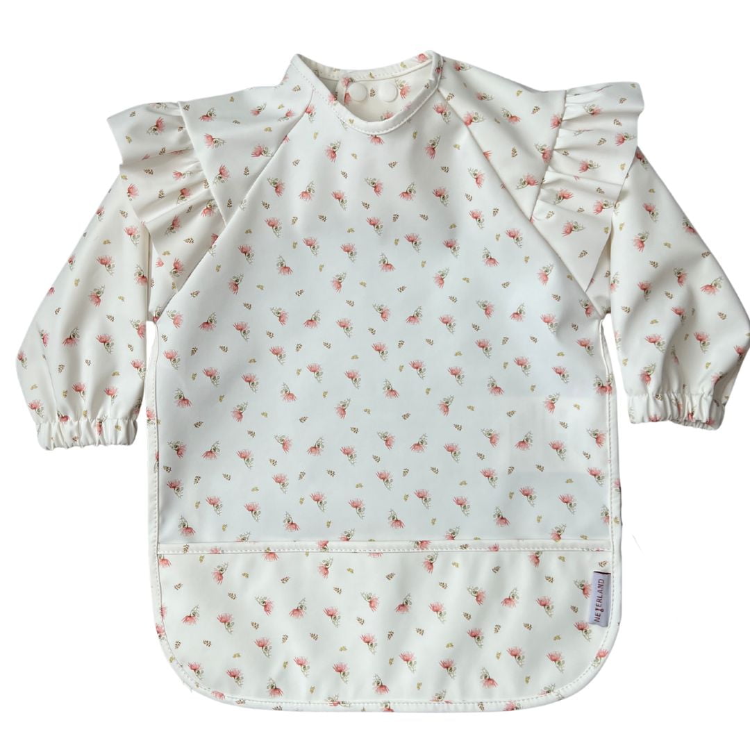 Premium Classic Low-Pocket Shoulder Ruffle Long Sleeve Bib Smock (Size S 6-24M)