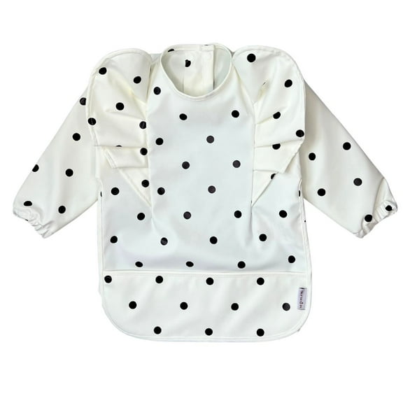 Premium Classic Low-Pocket Winged Ruffle Long Sleeve Bib Smock (Size M 2-4T)