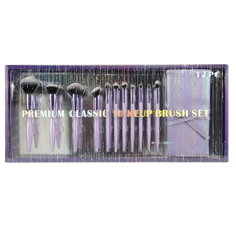 Premium Classic Makeup Brush Gift Set, Purple, 12 Piece Set