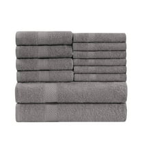 Premium Classic Ultra-Soft Cotton Assorted 12-Piece Eco-Friendly Towel Set - 27" x 54", 16" x 28", 13" x 13", Charcoal