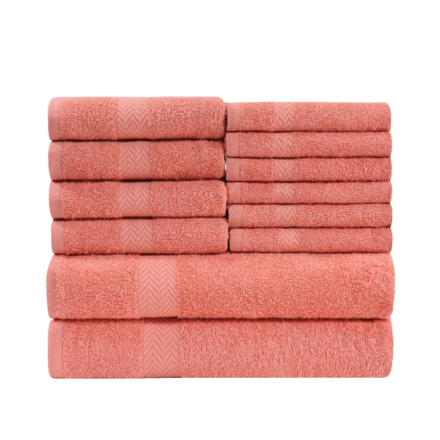 Coral Ultra-Soft Cotton 12-Piece Bath, Hand, Face Towel Set