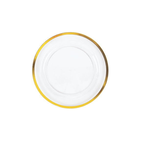 Premium Clear Dessert Plate W/ Gold Trim - Party Supplies - 25 Pieces