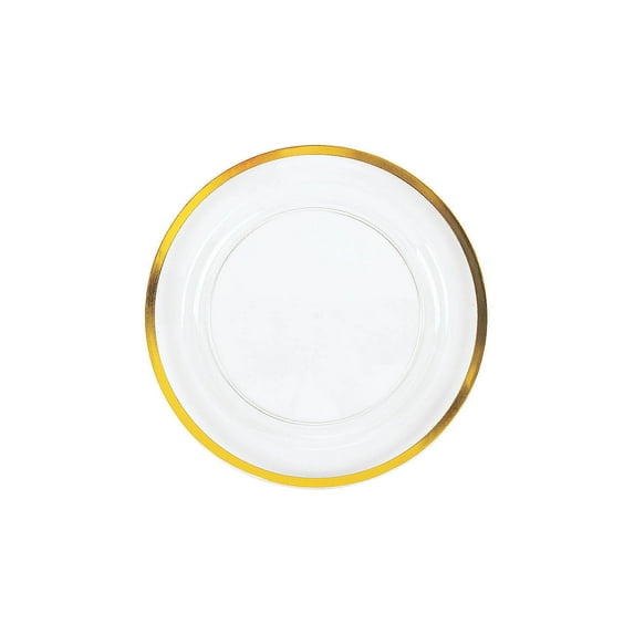 Premium Clear Dessert Plate W/ Gold Trim - Party Supplies - 25 Pieces