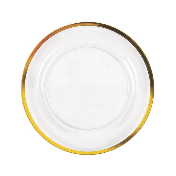 Premium Clear Dinner Plate W/ Gold Trim - Party Supplies - 25 Pieces